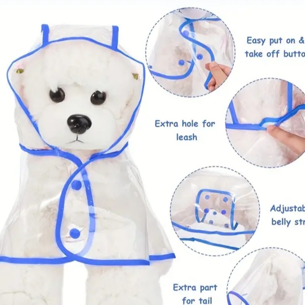 Pink and clear medium size dog raincoat